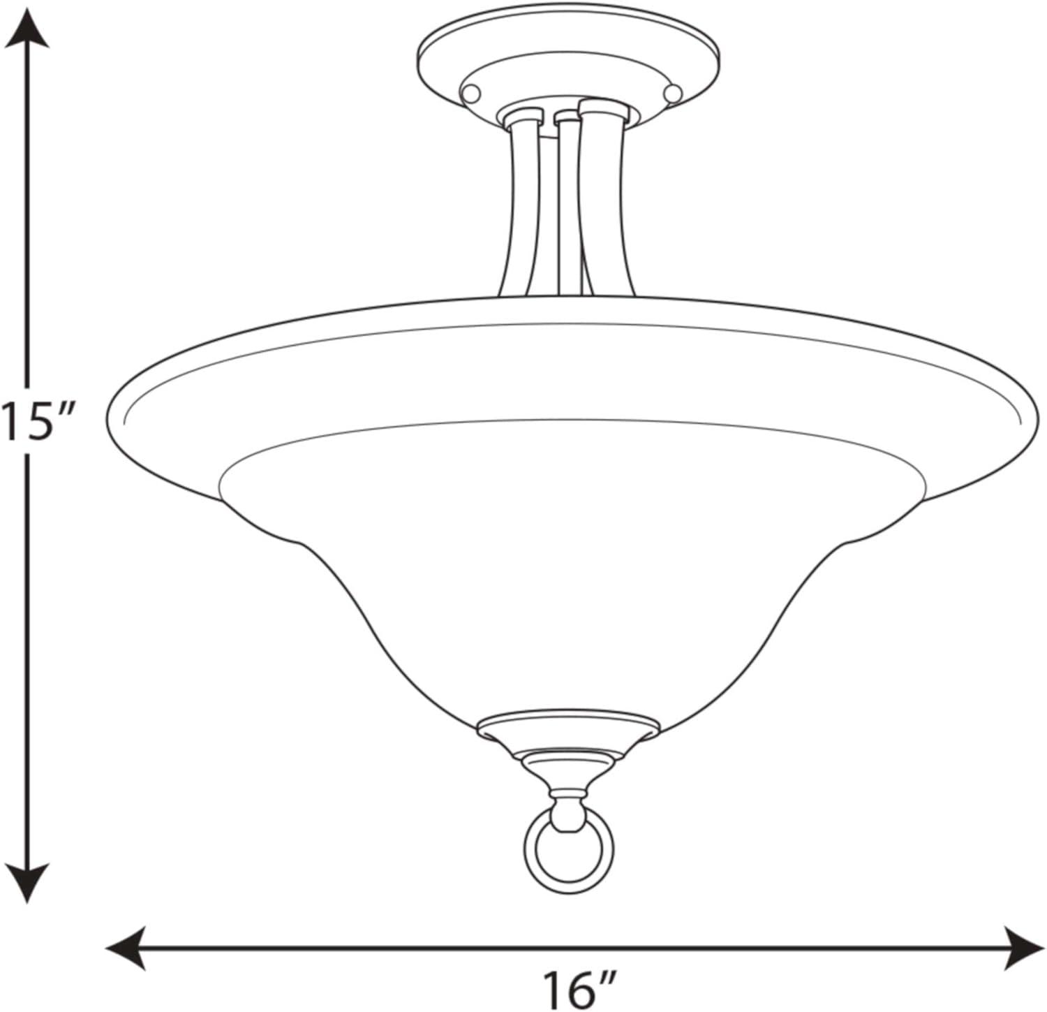 Progress Lighting Trinity Collection 2-Light Semi-Flush Ceiling Fixture, Brushed Nickel, Etched Glass Shade