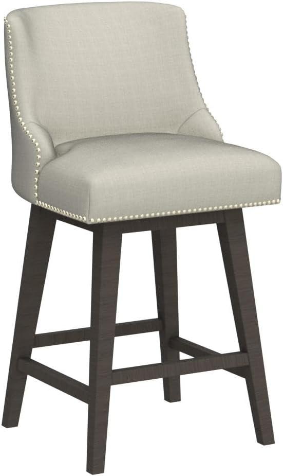 CHITA 26 inch Fabric Swivel Upholstered Counter Height Bar Stools with Full Back, Set of 2, Linen