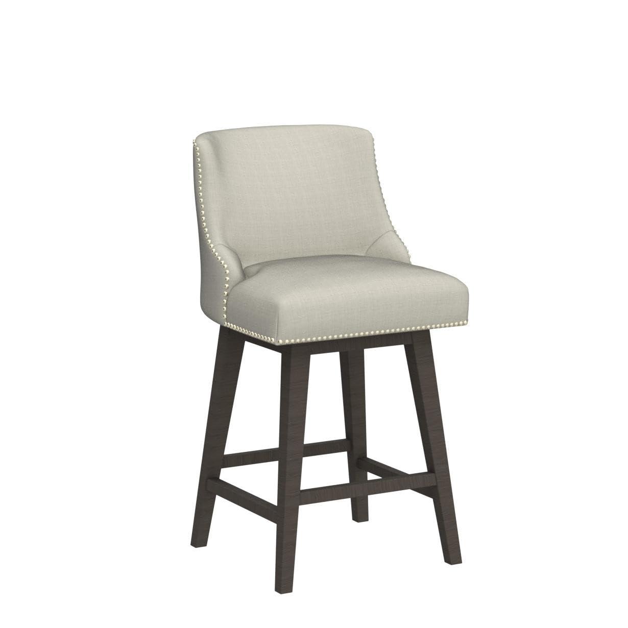 CHITA 26 inch Fabric Swivel Upholstered Counter Height Bar Stools with Full Back, Set of 2, Linen