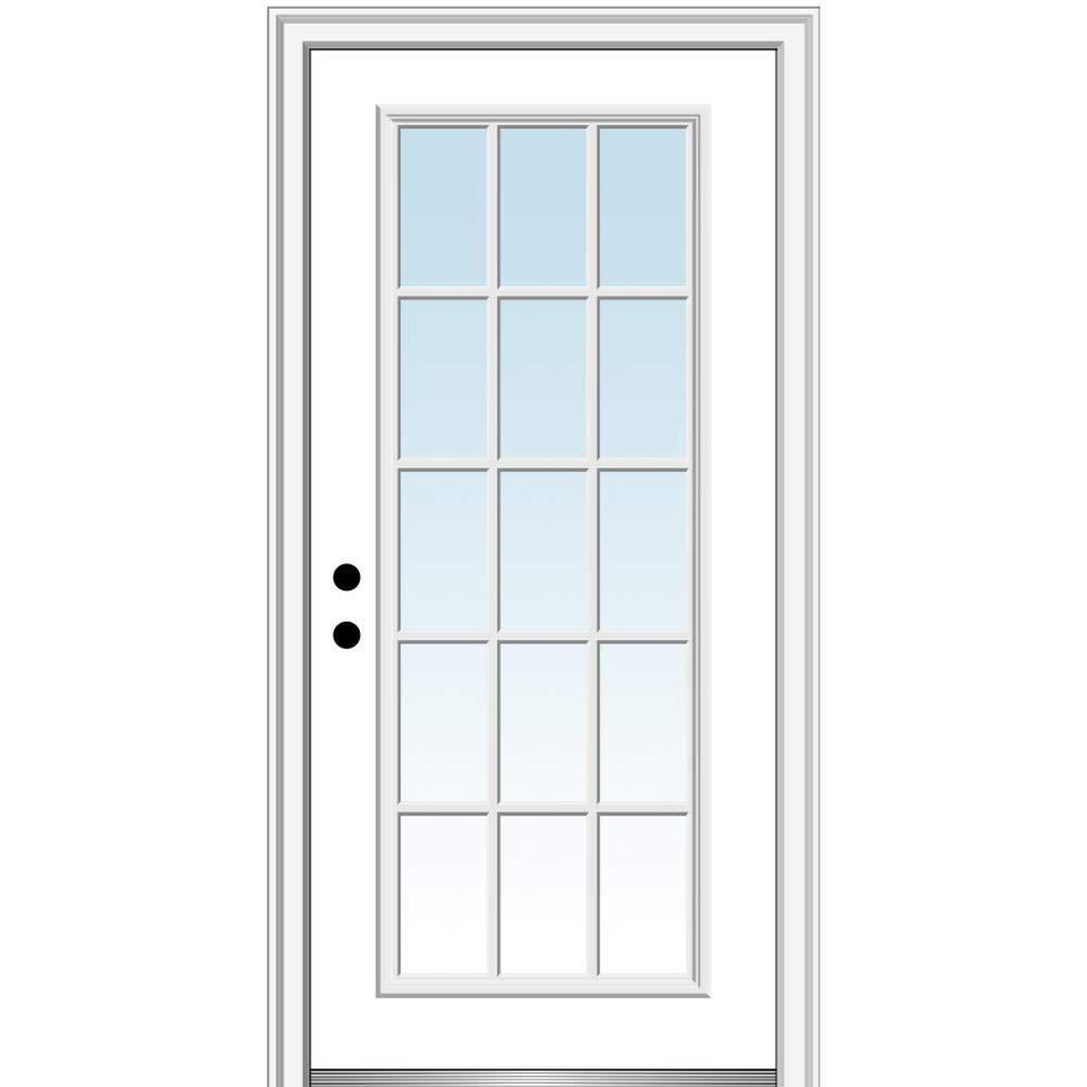 Right-Hand Inswing 15-Lite Clear Glass Primed Fiberglass Exterior Door