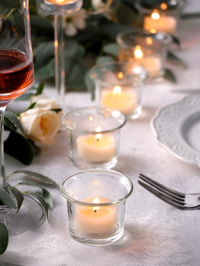 Glass Votive Candle Holders,Tealight Candle Holder for Wedding Holiday Birthday Party Dinner & Home Decor,Set of 12