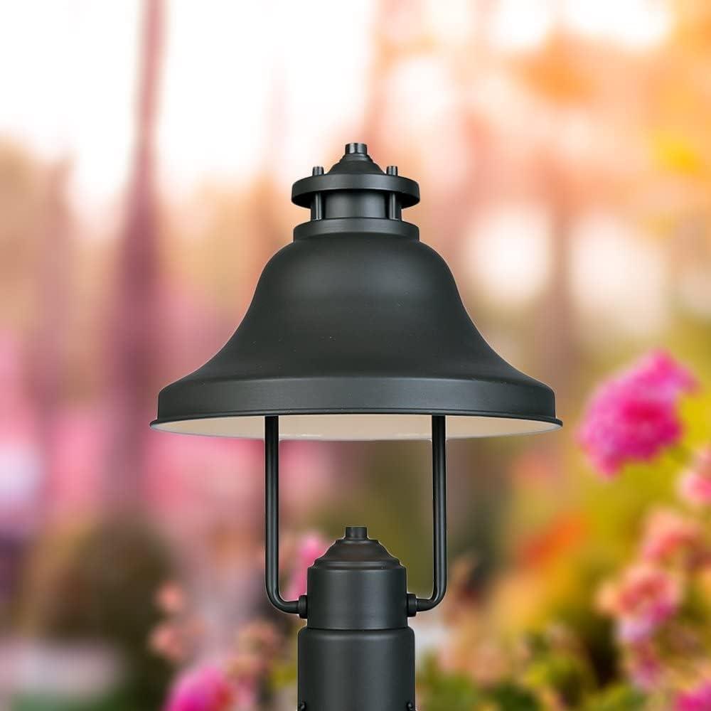 Bayport Black Steel Outdoor Post Lantern with Bell Shade