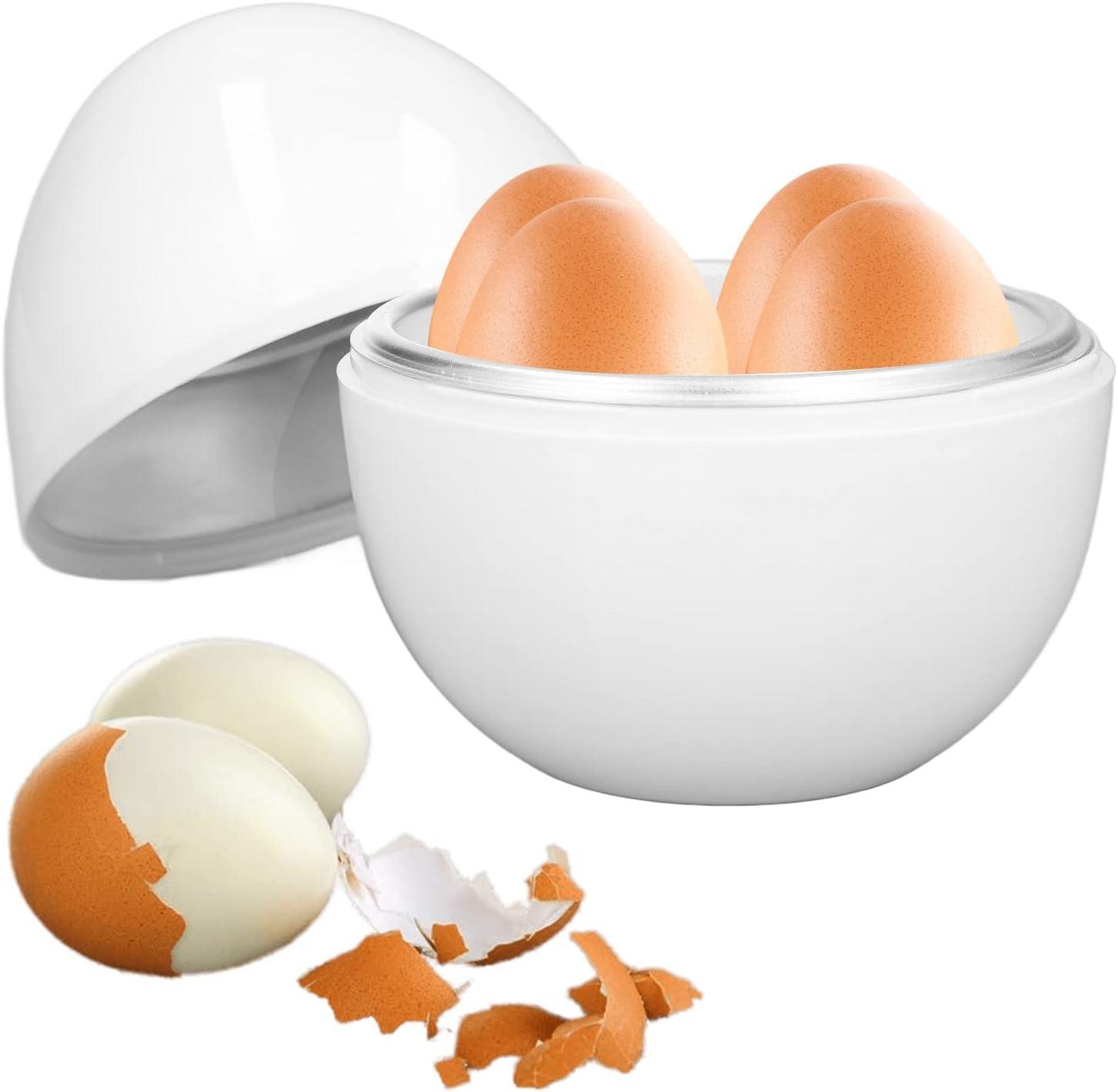EggFecto Microwave Egg Cooker for Hard Boiled Eggs - 4 Rapid Microwave Hard Boiled Egg Cooker with Strong PP Exterior and Aluminum Tray