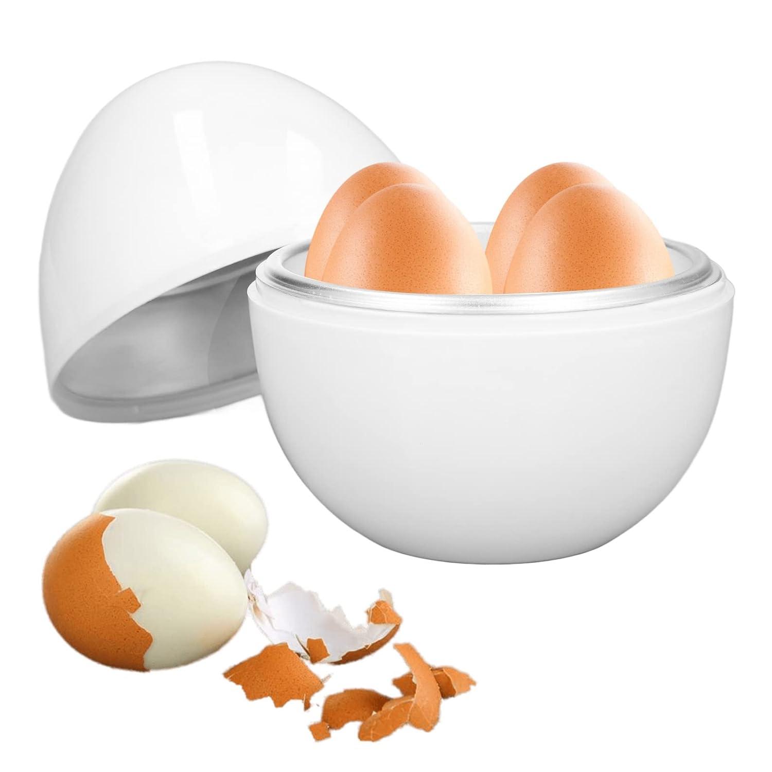 EggFecto Microwave Egg Cooker for Hard Boiled Eggs - 4 Rapid Microwave Hard Boiled Egg Cooker with Strong PP Exterior and Aluminum Tray