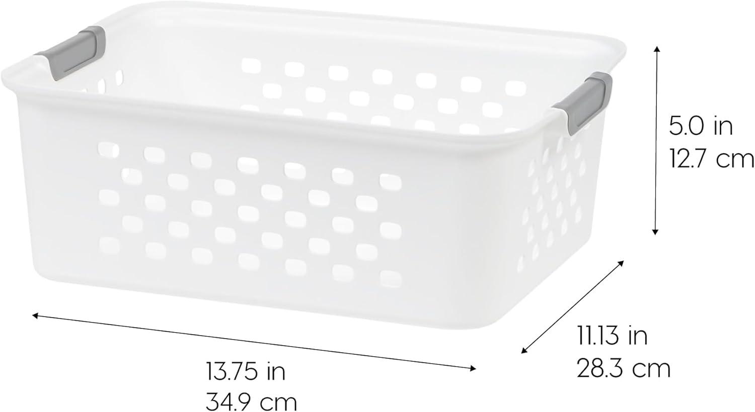 IRIS USA Plastic Storage Basket, Shelf Basket Organizer for Pantries