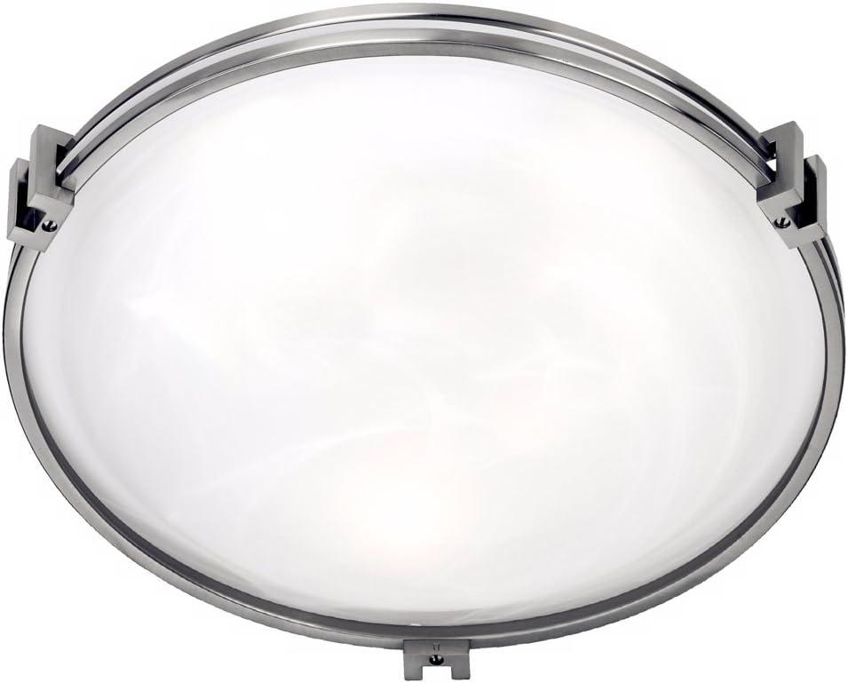 Possini Euro Design Modern Art Deco Ceiling Light Flush Mount Fixture Brushed Nickel 16 3/4" Wide Marbleized Glass Bedroom Kitchen