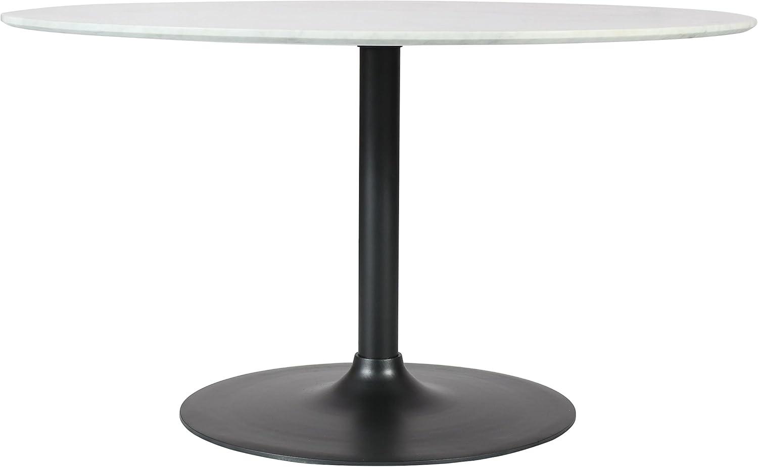 Rowan 42" White Marble Round Dining Table with Black Iron Base