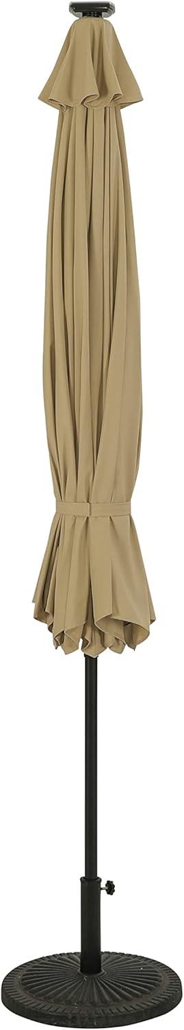 11' x 11' Calypso II Market Patio Umbrella with Solar LED Strip Lights Champagne - Island Umbrella