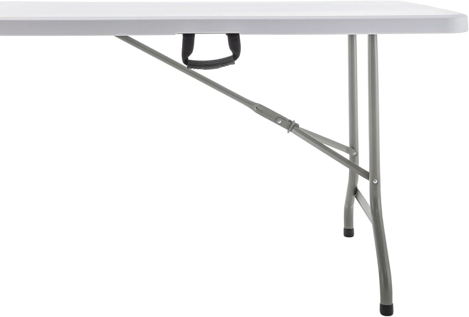 96" White Plastic Folding Table with Steel Frame for Indoor Outdoor Use