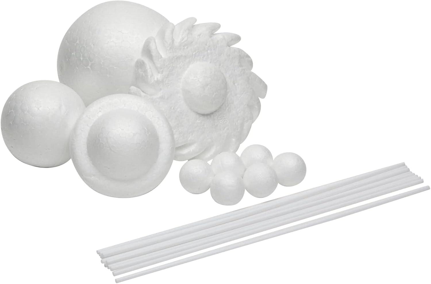 Genie Crafts 22 Piece 3D Solar System Model Kit for Crafts, Outer Space Science Projects, White Foam Balls and Dowels Included