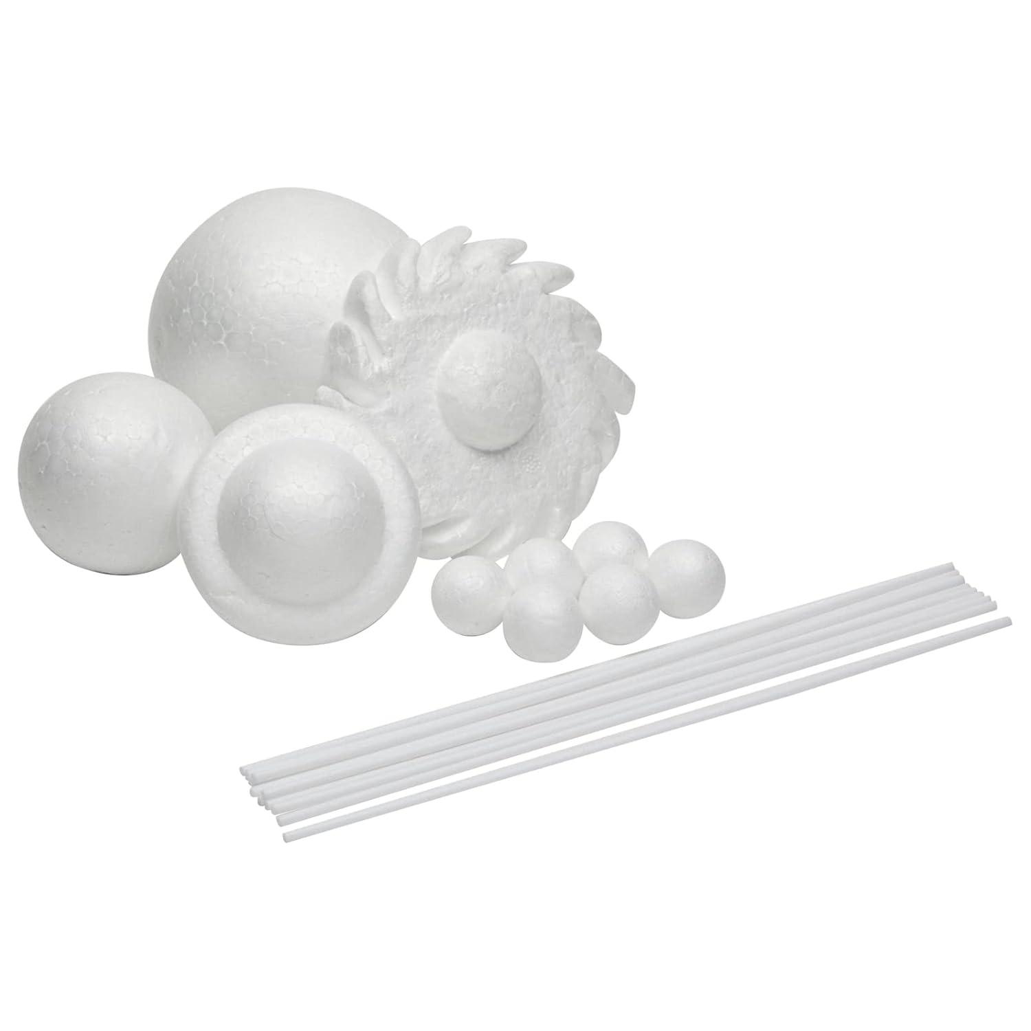Genie Crafts 22 Piece 3D Solar System Model Kit for Crafts, Outer Space Science Projects, White Foam Balls and Dowels Included