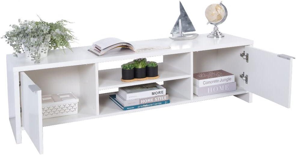 Madesa TV Stand with Cabinet Storage and Open Shelves for 55, 65 Inch Media Storage Gaming Media Console Living Room Entertainment Center Modern Wooden Television Cabinet - White