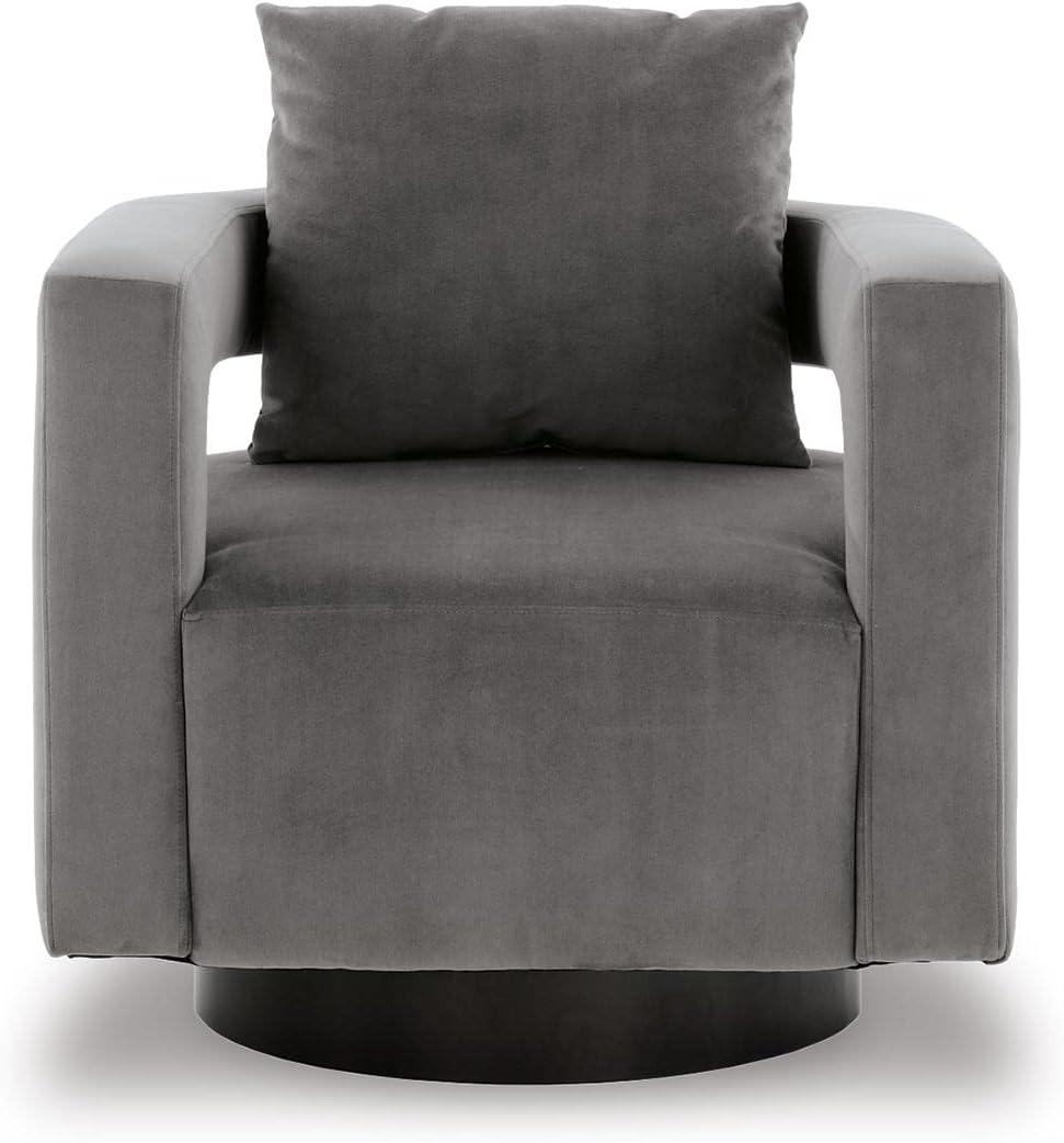 Transitional Gray Velvet Swivel Accent Chair 31.25"