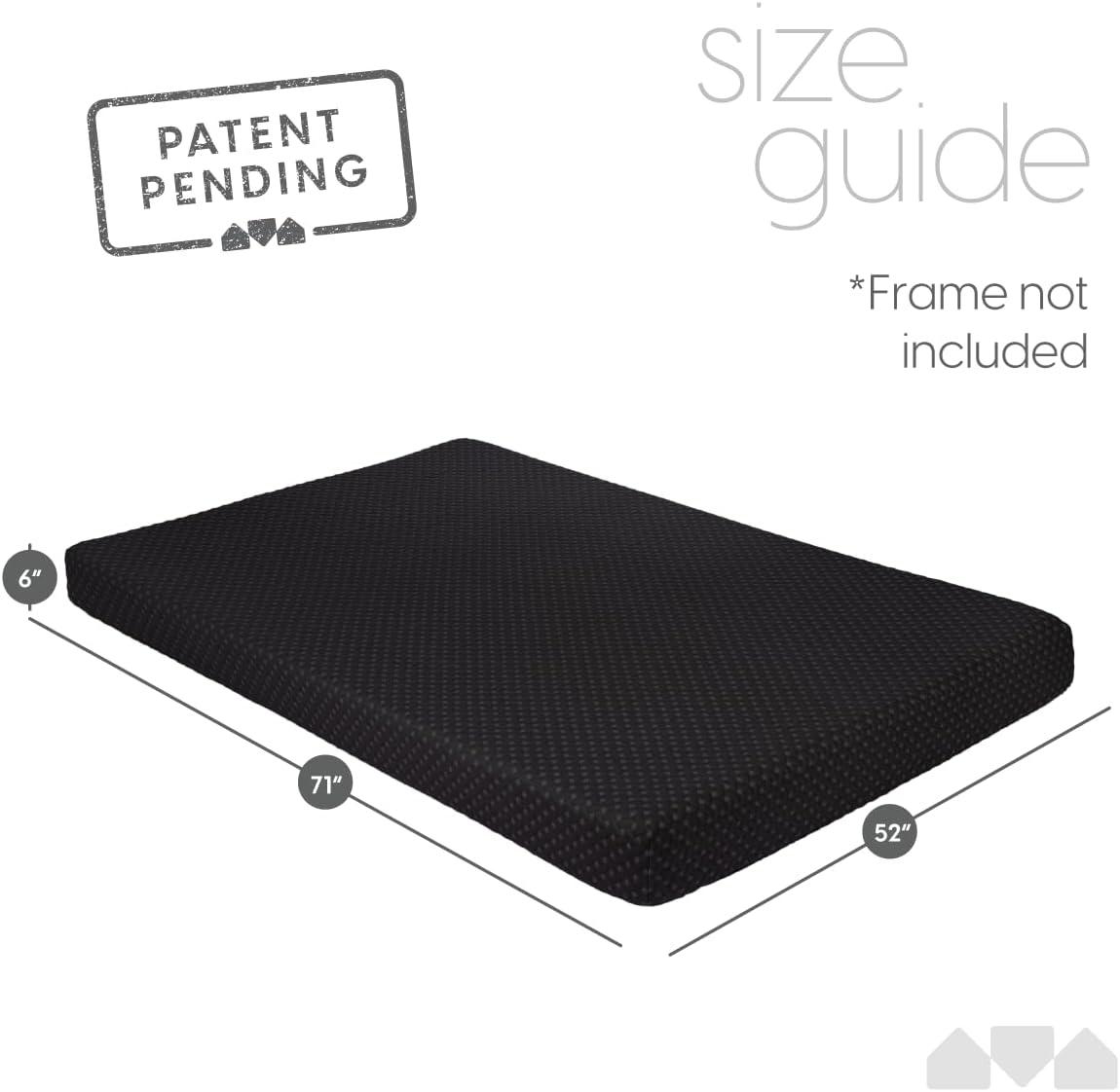 Milliard Full Size Memory Foam Futon Mattress, Black