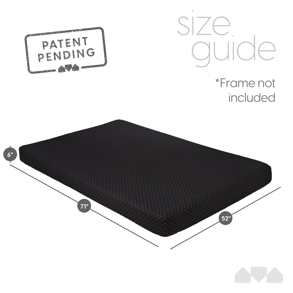 Milliard Full Size Memory Foam Futon Mattress, Black