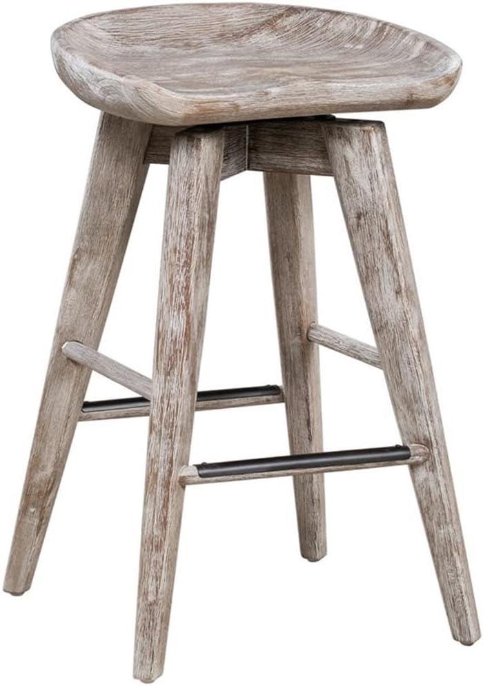 24" Bali Swivel Counter Height Barstool Barnwood - Boraam: Flared Legs, Wood Frame, 300lb Capacity