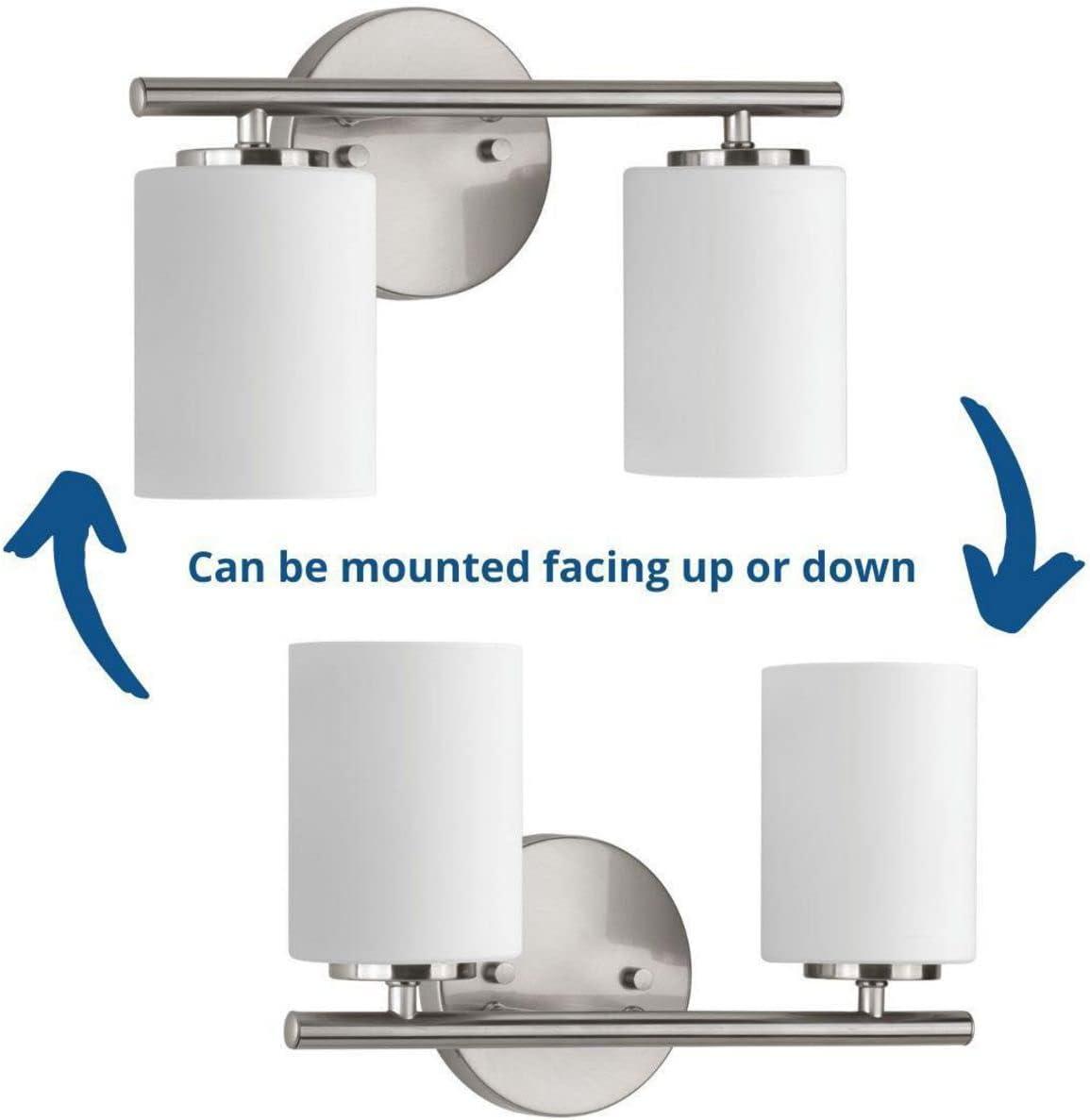 Progress Lighting Replay 2-Light Bath Vanity, Brushed Nickel, Porcelain Shade