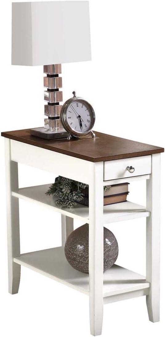 Convenience Concepts American Heritage 1 Drawer Chairside End Table with Shelves, Driftwood/White