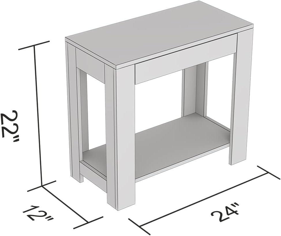 Sleek 24" Gray Wood and Metal End Table with Hidden Storage