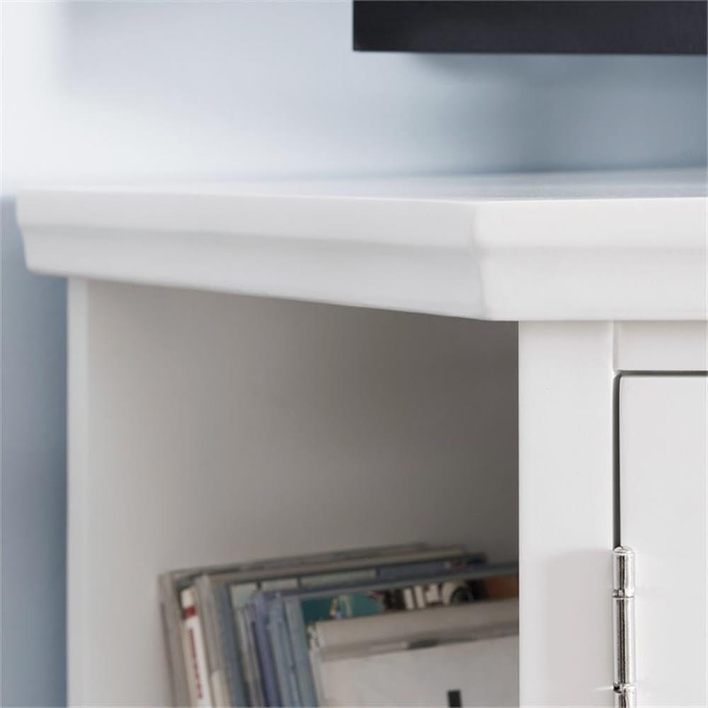 Leick Home 85387 Corner TV Stand with Bookshelf Storage For 60" TV's, Cottage White