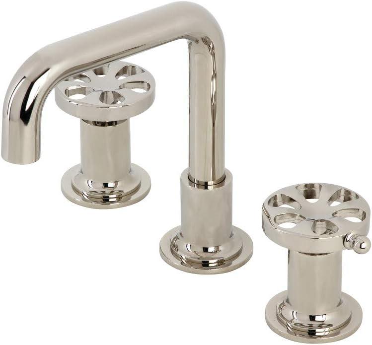 Kingston Brass Belknap Two-Handle 3-Hole Deck Mount Widespread Bathroom Faucet with Push Pop-Up Drain