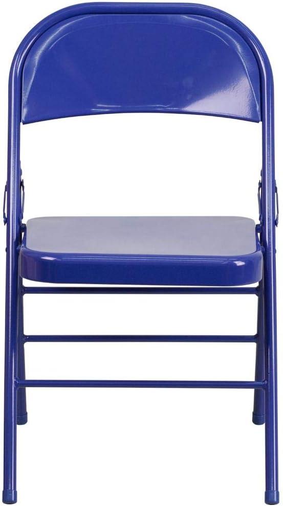 Flash Furniture 2 Pack HERCULES COLORBURST Series Cobalt Blue Triple Braced & Double Hinged Metal Folding Chair