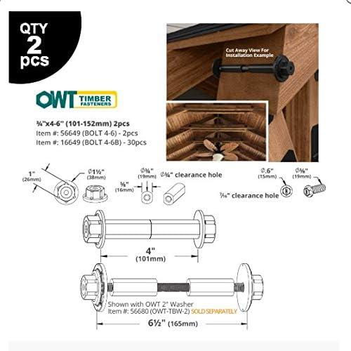 Black Hex Drive 6-inch Timber Binding Bolts