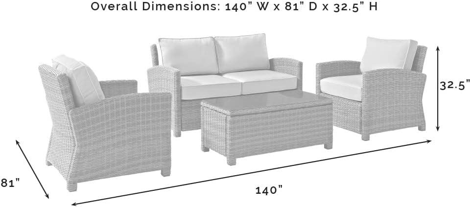 Bradenton 4pc Outdoor Wicker Conversation Set - Navy - Crosley: Steel Frame, UV-Resistant, with Polyester Foam Cushions