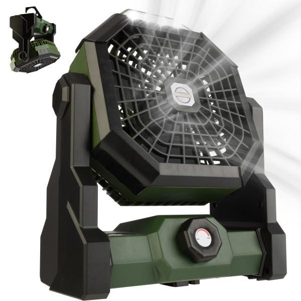 wakeman Wakeman Outdoors Camping Fan and Tent Light - Rechargeable 5400mAh Lithium Battery, Green