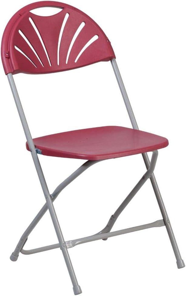 Flash Furniture 2 Pack HERCULES Series 650 lb. Capacity Burgundy Plastic Fan Back Folding Chair