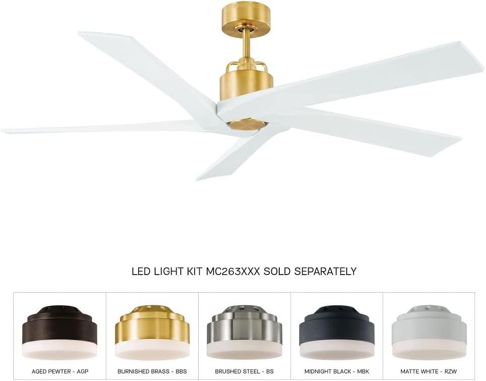 Burnished Brass 56" Ceiling Fan with Remote and Matte White Blades