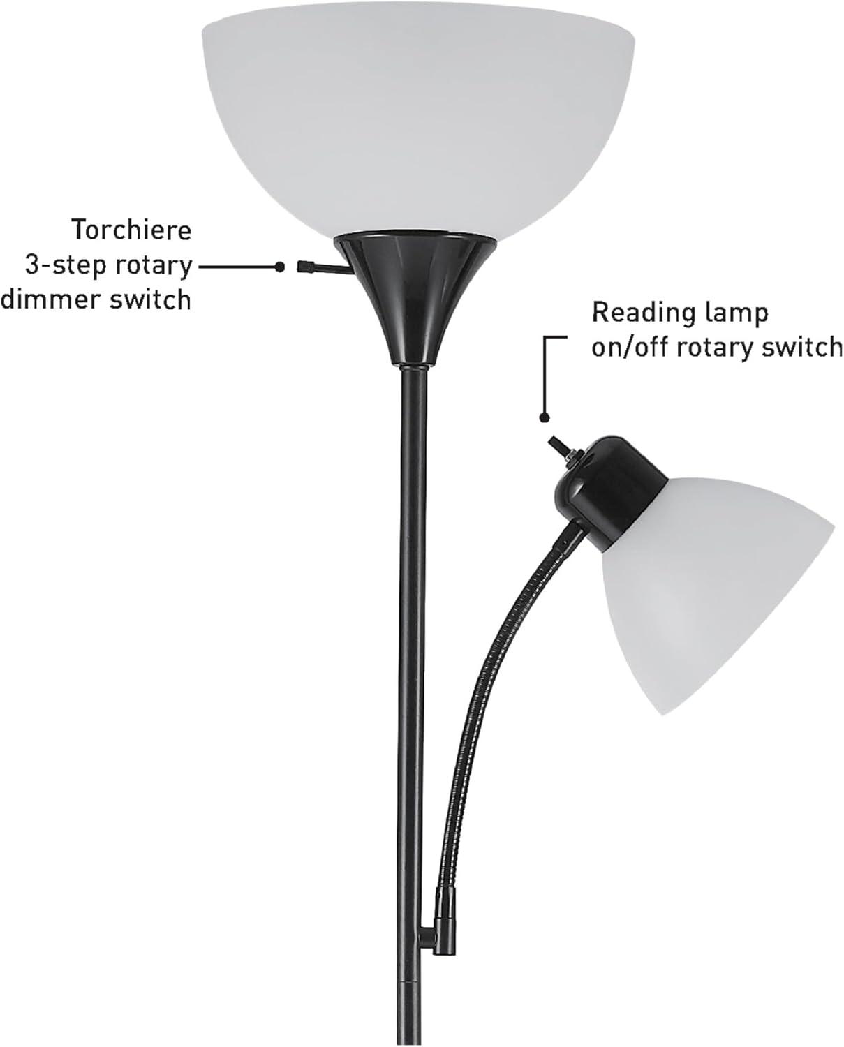 Globe Electric Delilah 72 in. Matte Black Color Torchiere Floor Lamp