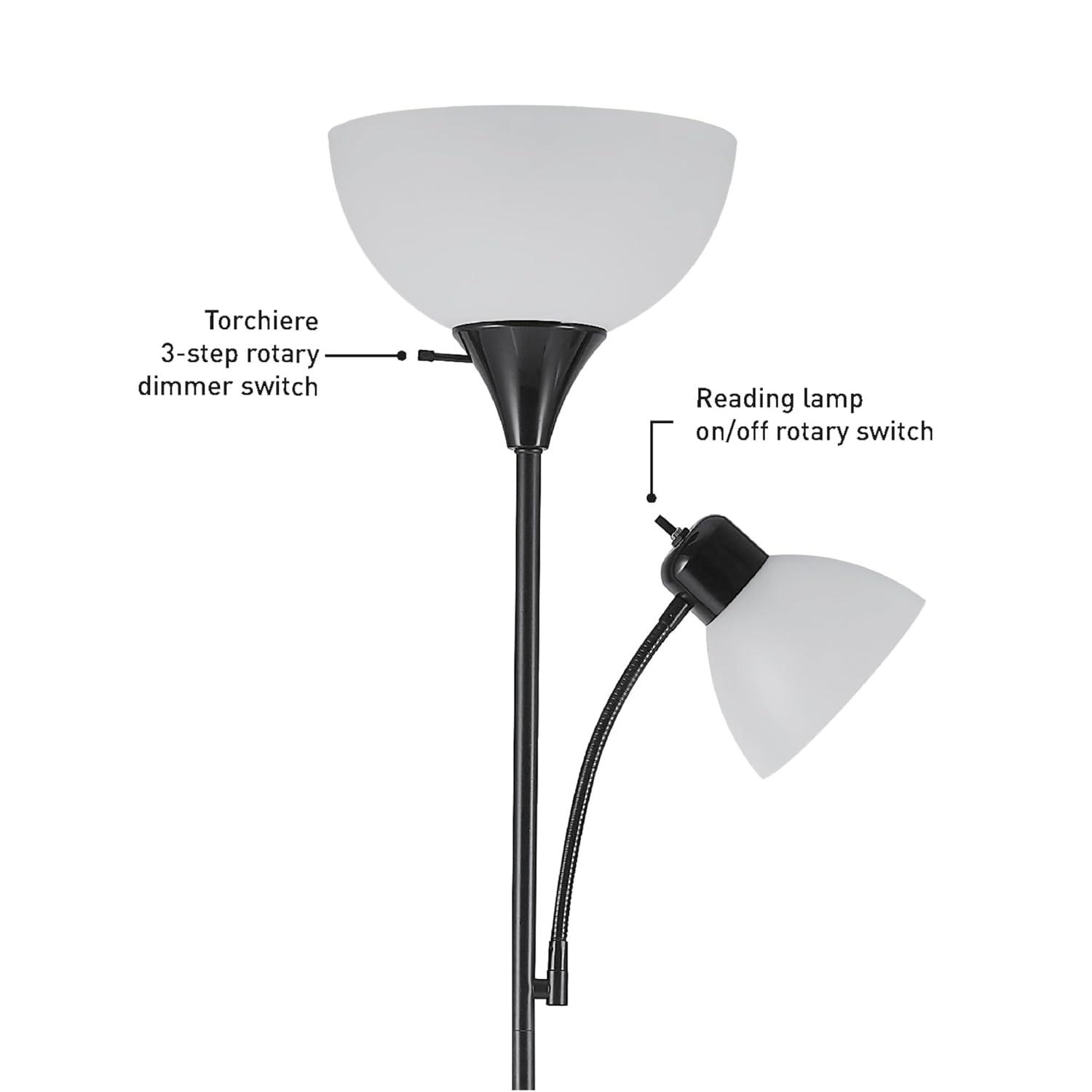 Globe Electric Delilah 72 in. Matte Black Color Torchiere Floor Lamp