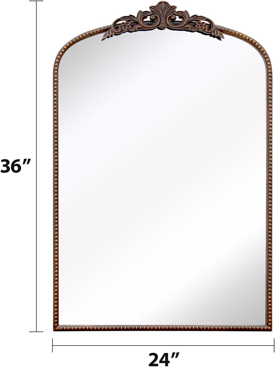 Micasso Black Vintage Wall Mirror, 24x36 Inches Black Decorative Mounted Traditional Arched Mirror for Bathroom Bedroom Living Room, Entryway, Home Wall Decor