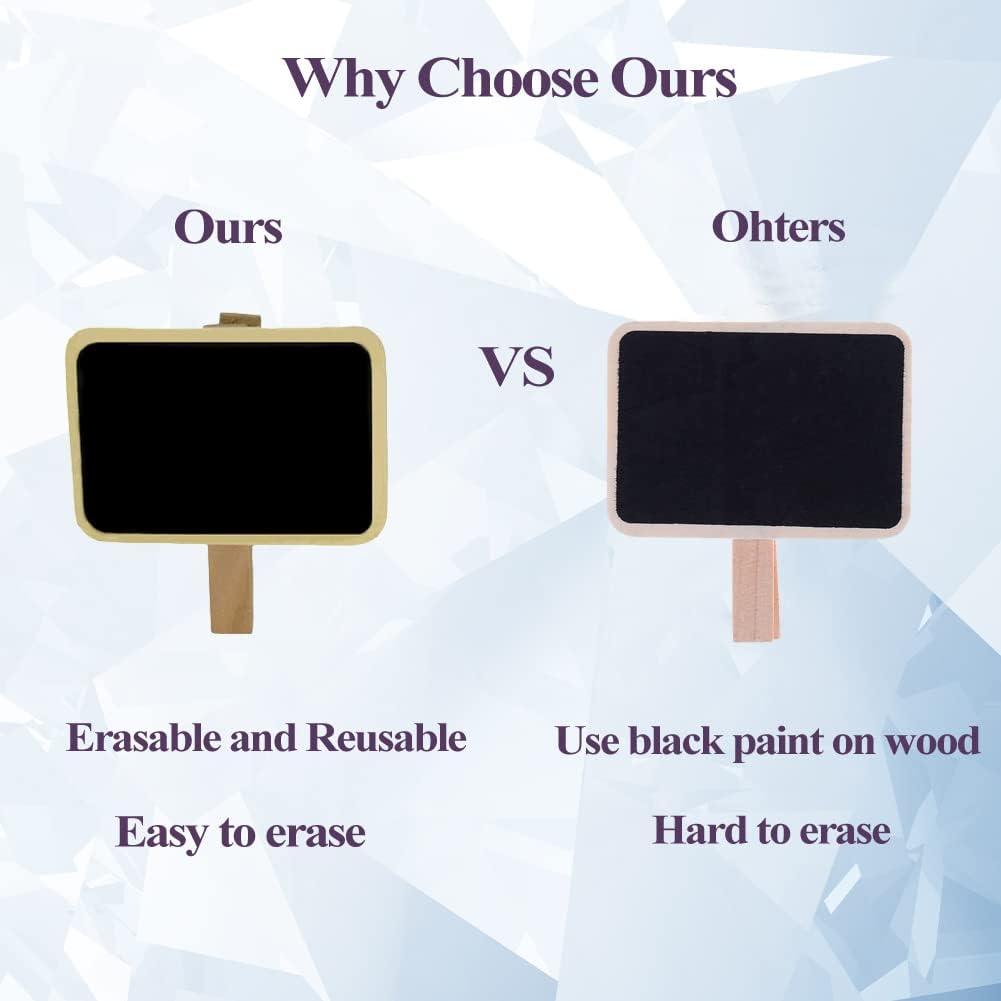 12 Mini Retangle Chalkboard Blackboard with Wooden Clip Message Board Signs and Labels Clips