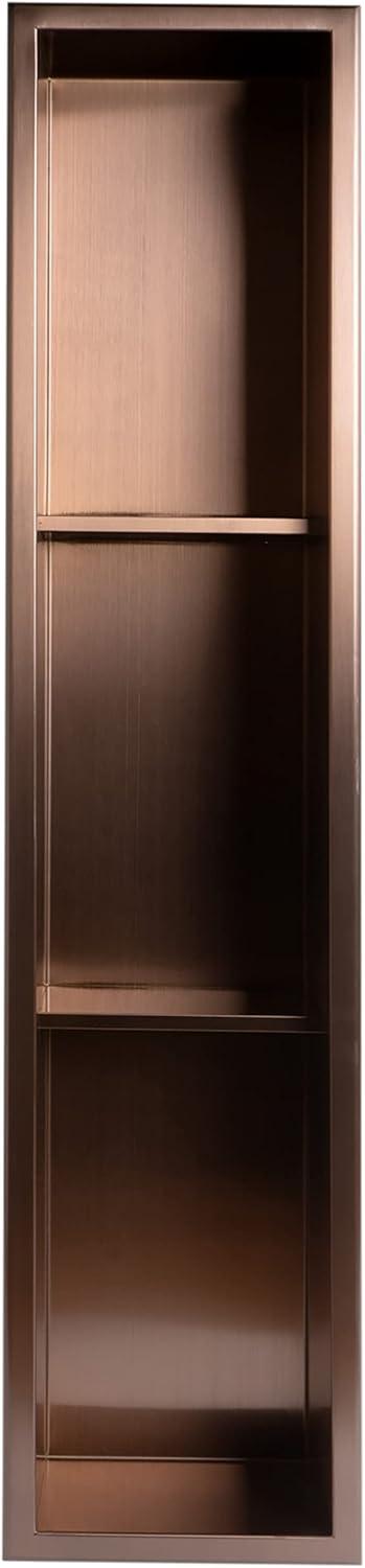 ALFI brand ABNP0836-BC 8" x 36" Brushed Copper PVD Stainless Steel Vertical Triple Shelf Shower Niche