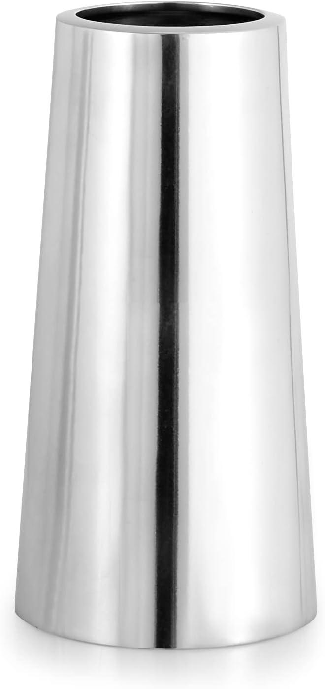 Silver Cylindrical Metal Table Vase