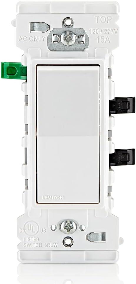 Leviton Decora Edge 15 amps Single Pole Rocker Rocker Switch White 1 pk