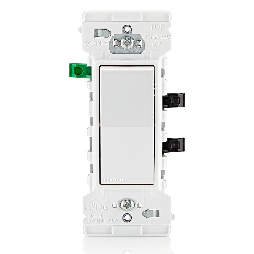 Leviton Decora Edge 15 Amp Single Pole Rocker Switch, White E5601
