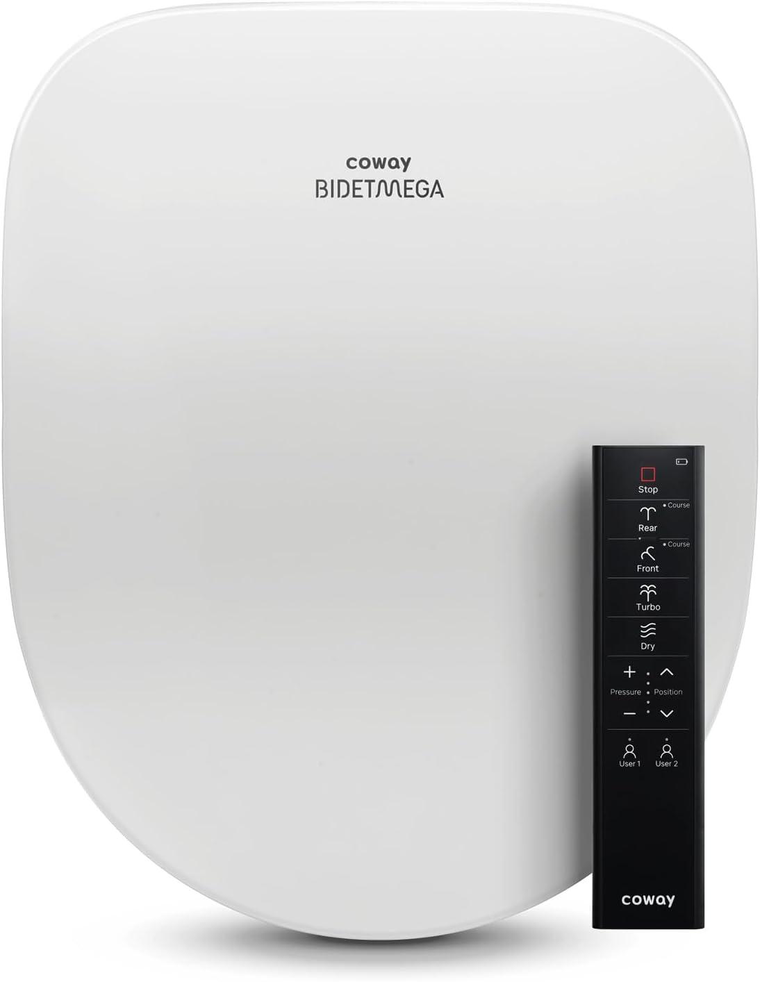 Bidetmega 500S Electric Instant Heating Bidet Seat for Round Toilets in White