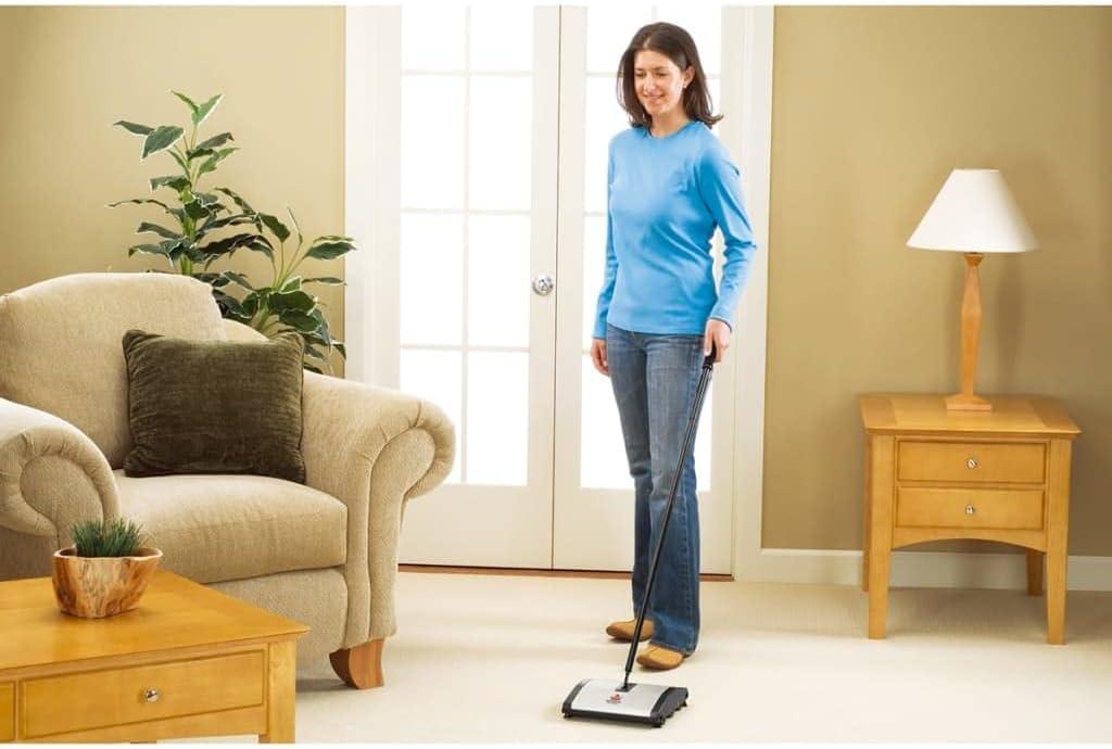 Natural Sweep Lightweight Carpet and Floor Sweeper with Nylon Bristles