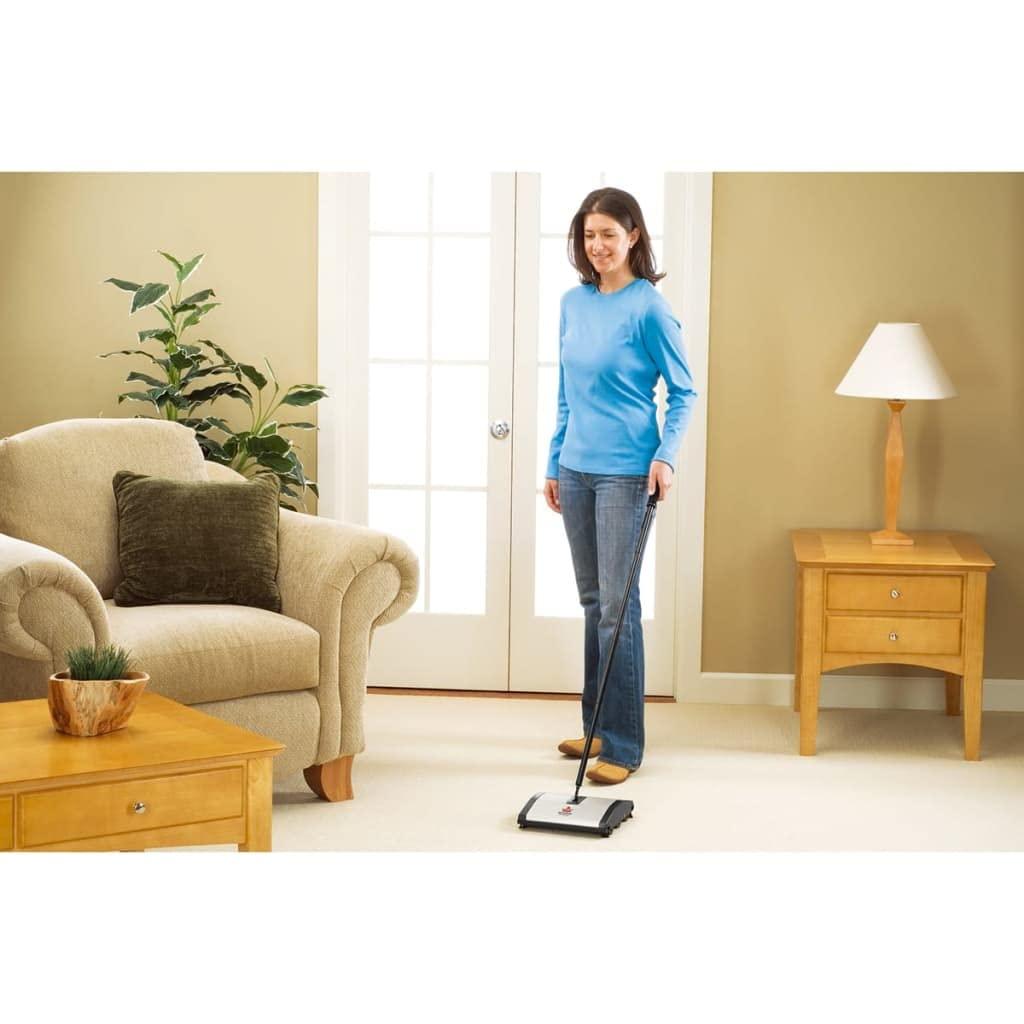 Natural Sweep Lightweight Carpet and Floor Sweeper with Nylon Bristles