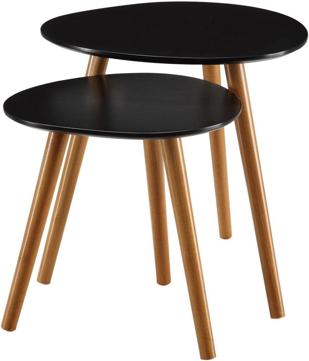 Oslo Black and Natural Wood Nesting End Tables