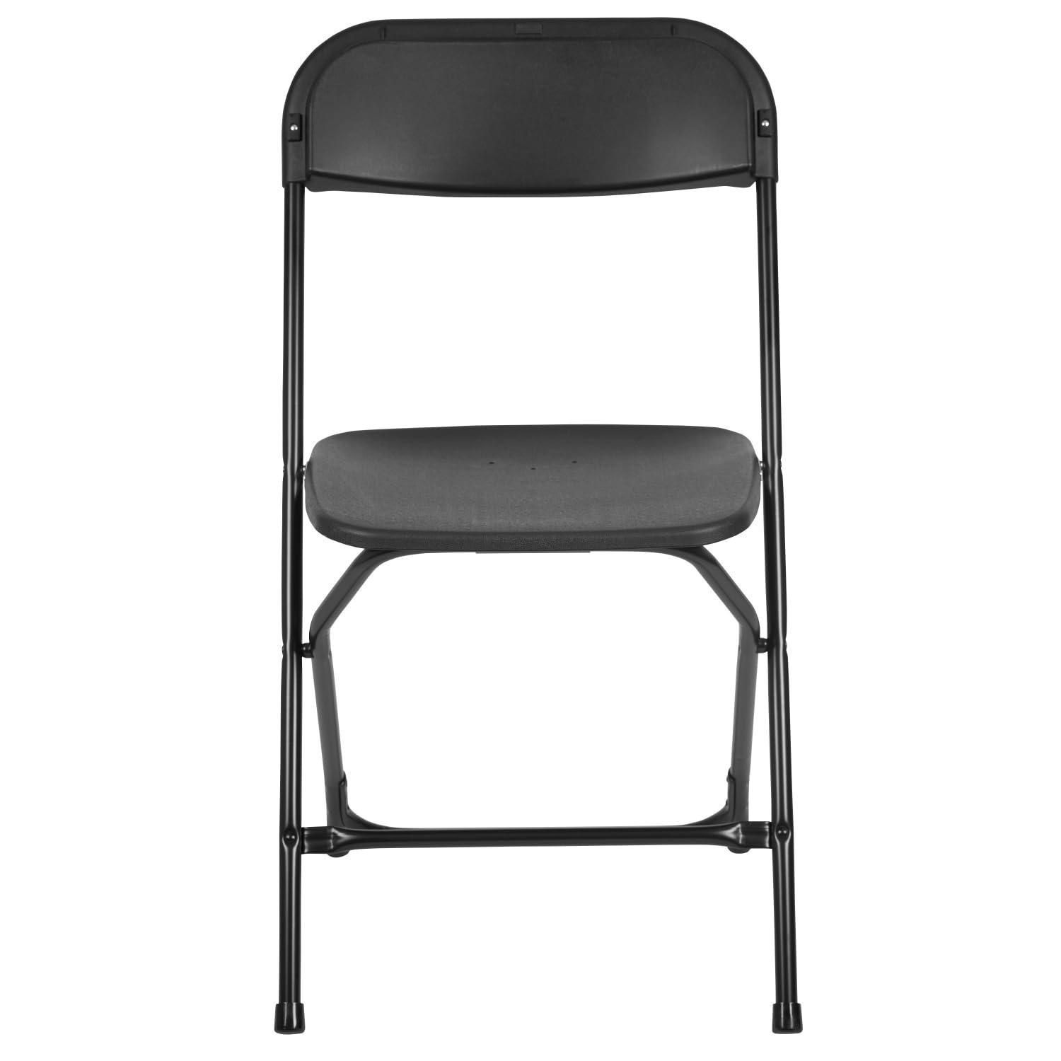 Flash Furniture Hercules Series Plastic Folding Chair - Black - 4 Pack 650LB Weight Capacity Comfortable Event Chair - Lightweight Folding Chair -
