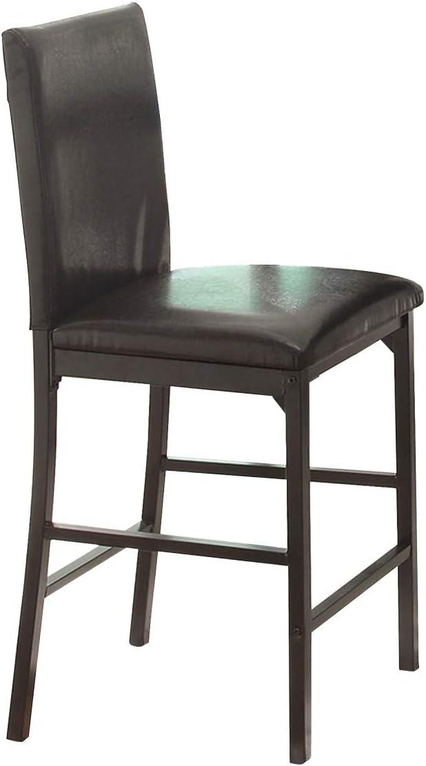 Elegant Tempe 25" Counter Height Metal Chairs in Dark Brown Faux Leather - Set of 4