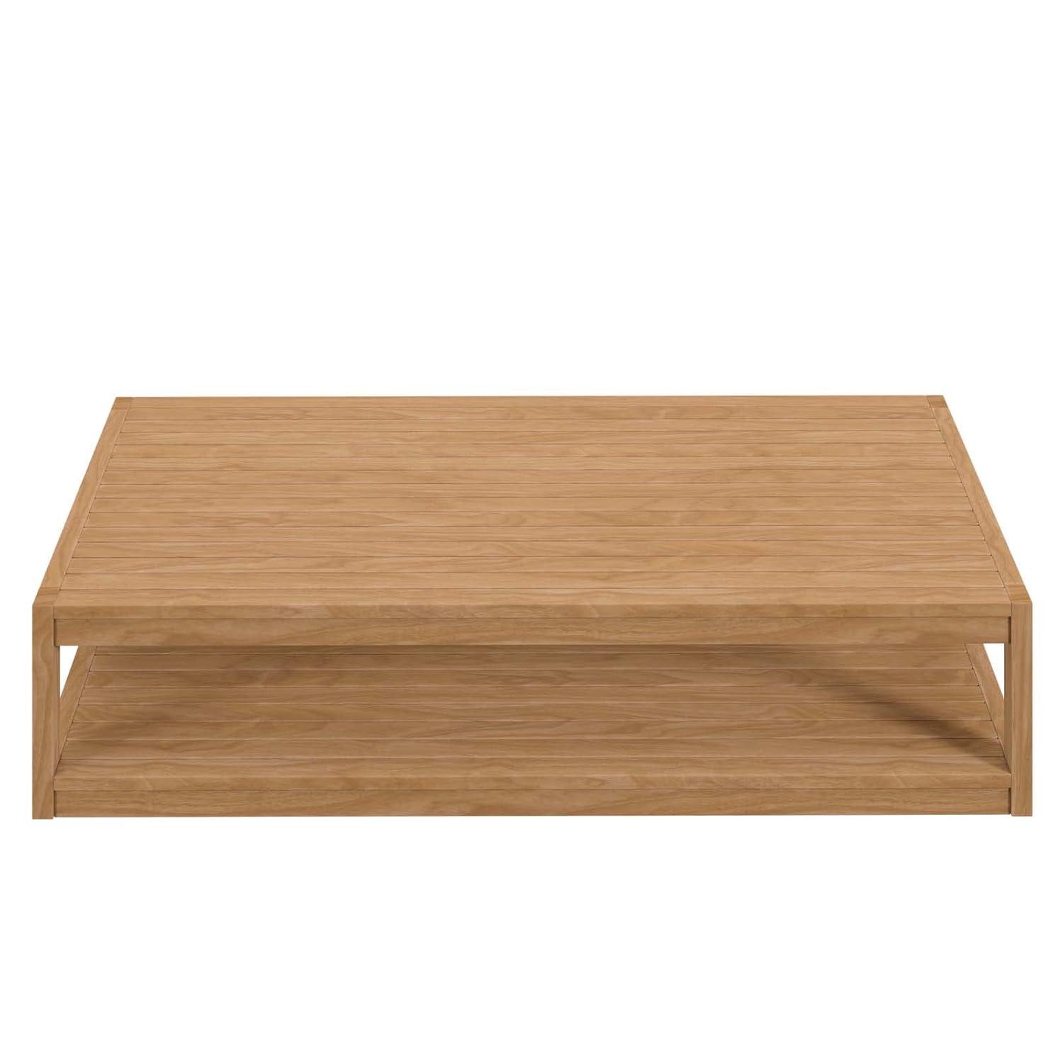 Modway Carlsbad Modern Rectangular Teak Wood Patio Coffee Table in Natural