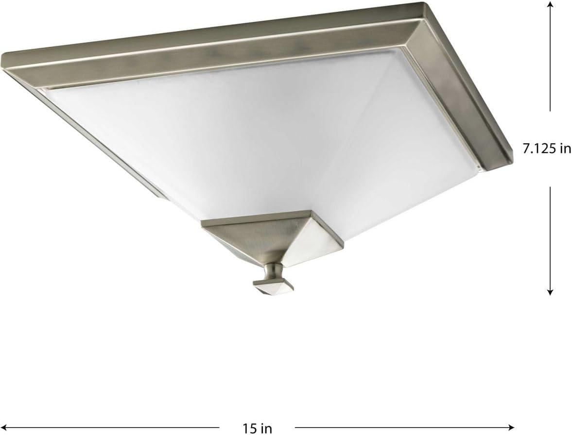 Clifton Heights Collection Brushed Nickel Two-Light 15" Flush Mount