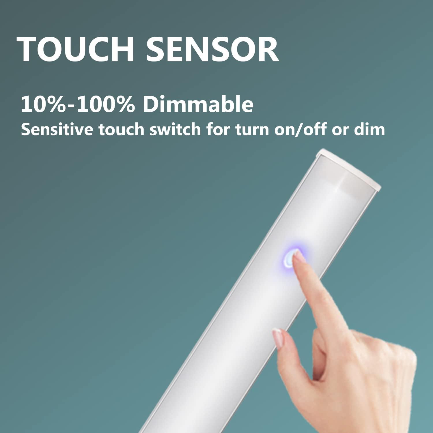 ASOKO Dimmable LED Cabinet Lighting with Touch Activated, LED Closet Light Bar for Kitchen, Shelf and Showcase Lighting, DC5V UL Listed Plug, USB Powered (Cold White 6000K, 12 INCH)