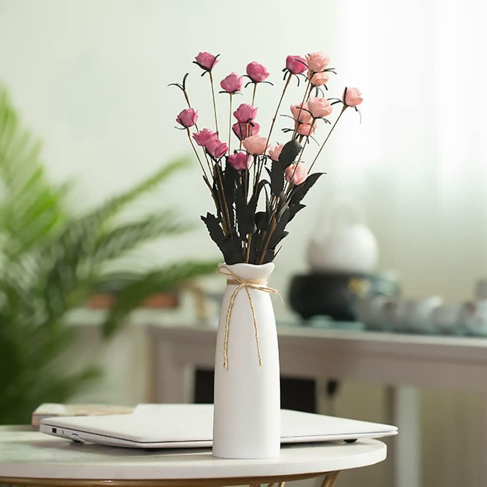 White Ceramic Hand-Painted Modern Flower Vase