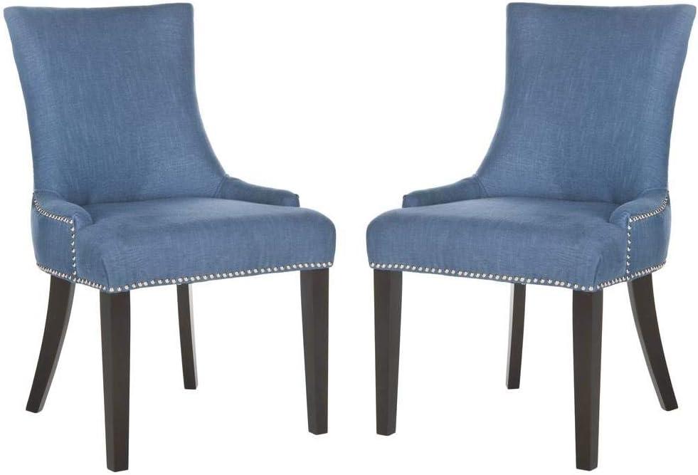 Lester 19" H Dining Chair With Nail Head Trim (Set of 2) - MCR4709 - Navy - Safavieh Couture